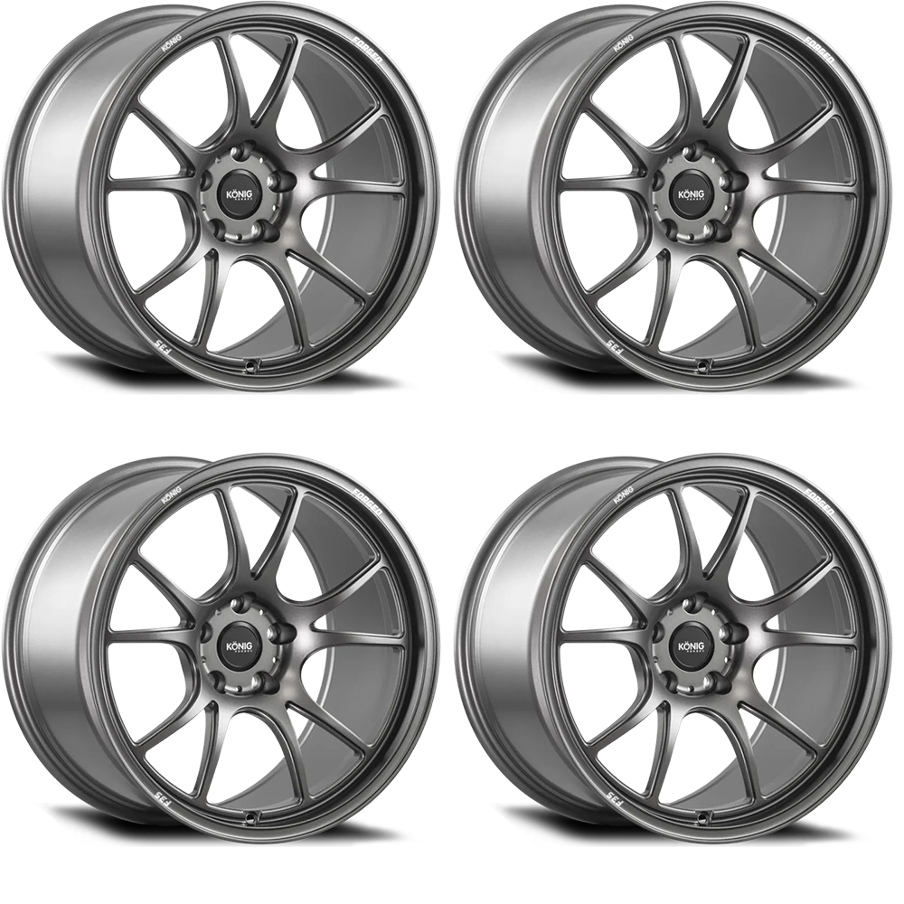 (set of 4) Konig F3S Satin Charcoal | 17x9" +35mm | 5x120mm Wheel