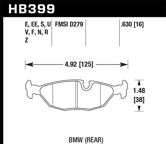 Hawk Performance Rear ER-1 Brake Pads | BMW 325 1986–1987 (HB399D.630)