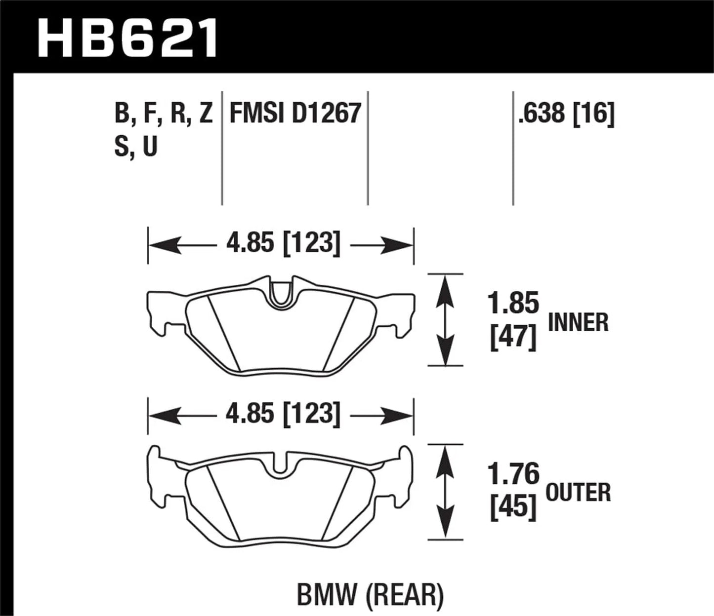 Hawk Performance Rear ER-1 Brake Pads | BMW 125i (2011) (HB621D.638)