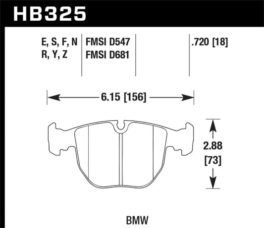Hawk Performance Street Front Brake Pads | BMW X5 2004–2006 (HB325B.720)