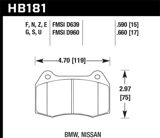 Hawk Performance Front Street Brake Pads | BMW 840Ci / 850Ci (1994–1997) (HB181F.660)