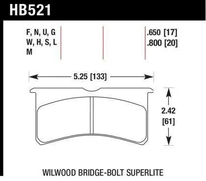 Hawk HP Plus Rear Brake Pads | Wilwood Bridge-Bolt Superlite (HB521N.800)