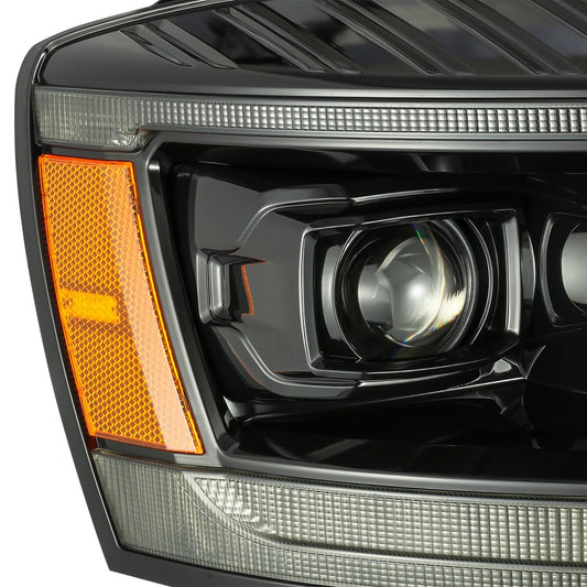AlphaRex 06-08 Dodge Ram 1500HD PRO-Series Proj Headlights Plank Style Alpha Black w/Seq Signal/DRL