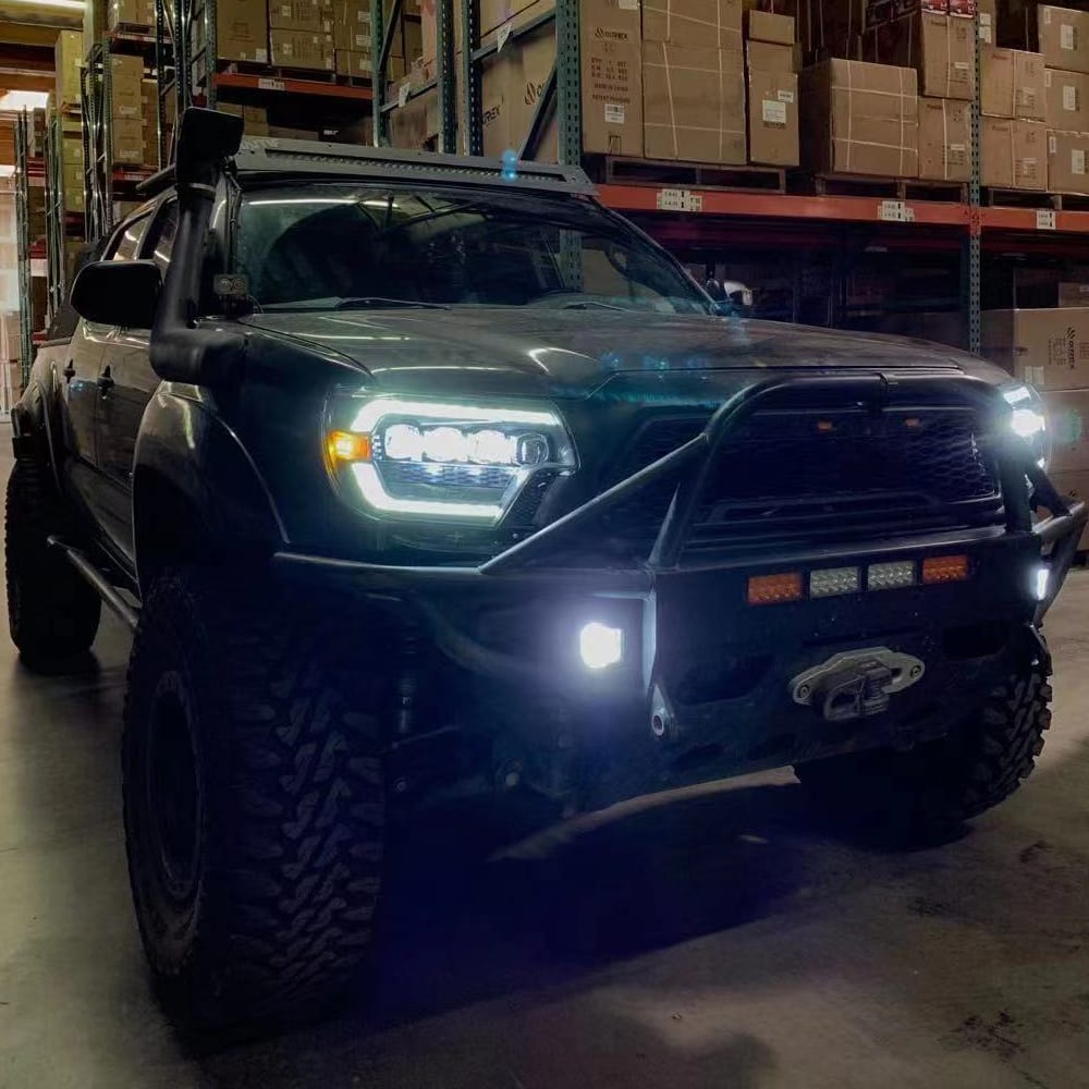 AlphaRex 12-15 Toyota Tacoma NOVA LED Proj Headlights Plank Alpha Blk w/Activ Light/Seq Signal/DRL