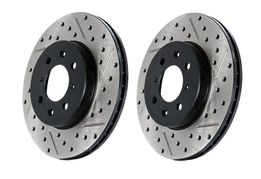 StopTech 16-17 Subaru WRX (w/Eyesight Technology) Sport Slotted & Drilled Rear Left Rotor