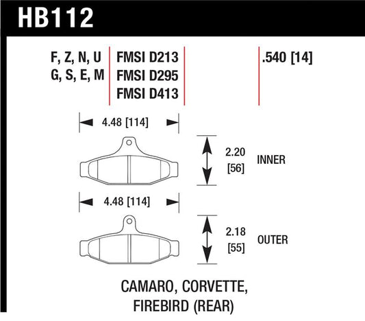 Hawk 84-96 Corvette /88.5-97 Pontiac Firebird HP+ Street Rear Brake Pad