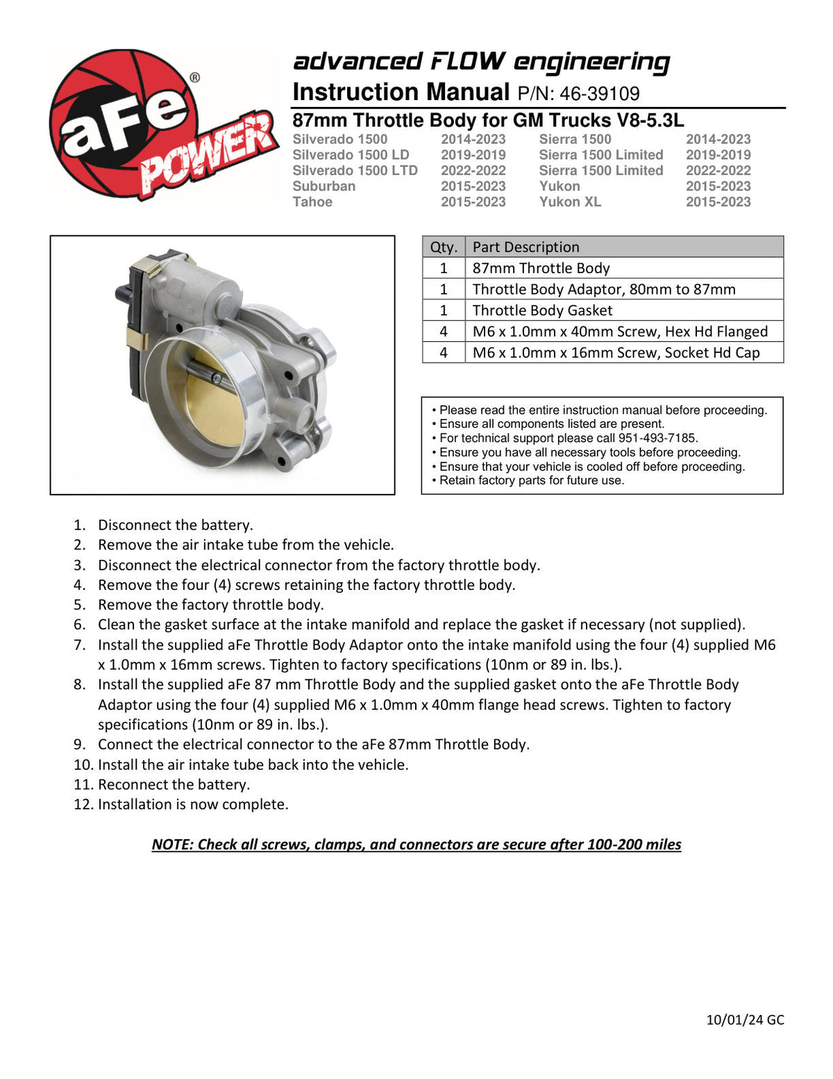 aFe 14-23 GM Trucks/SUV POWER 87mm Throttle Body