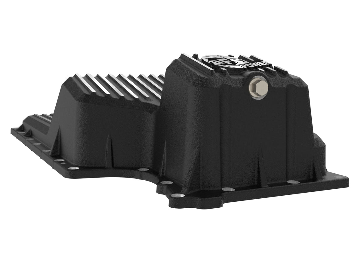 aFe 20-25 GM Trucks L6 3.0L Engine Oil Pan - Black w/ Machined Fins