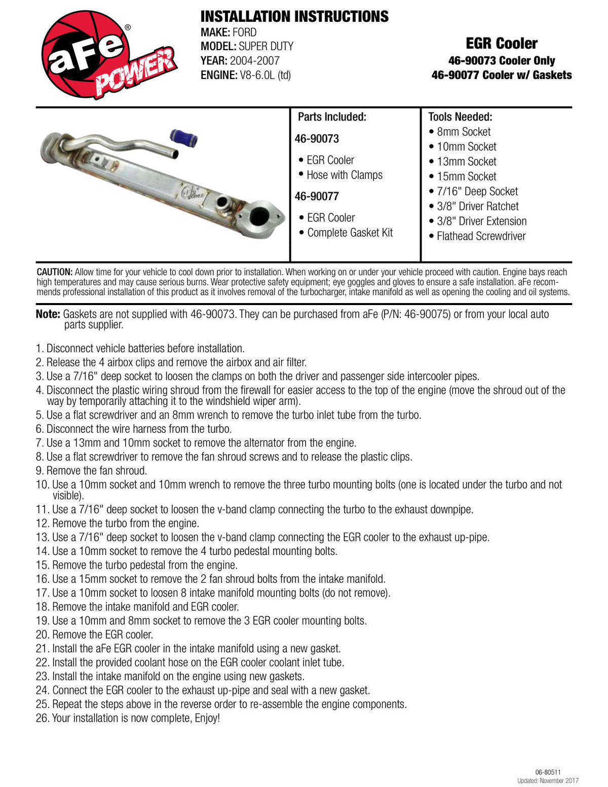 aFe EGR Cooler with Gaskets Kit 04-07 Ford Diesel Trucks V8 6.0L (td)