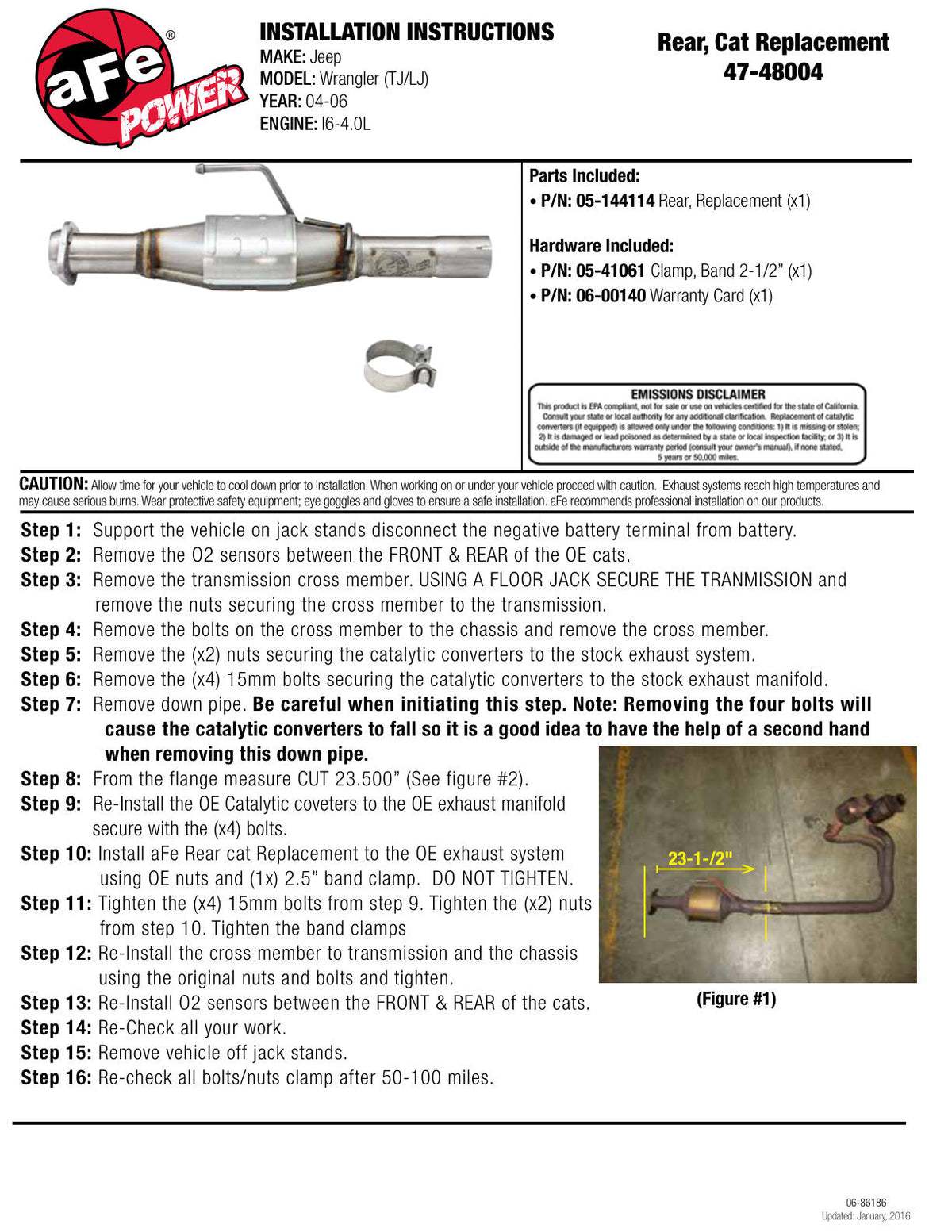 aFe Power Direct Fit Catalytic Converter Replacements Rear 04-06 Jeep Wrangler (TJ/LJ) I6-4.0L