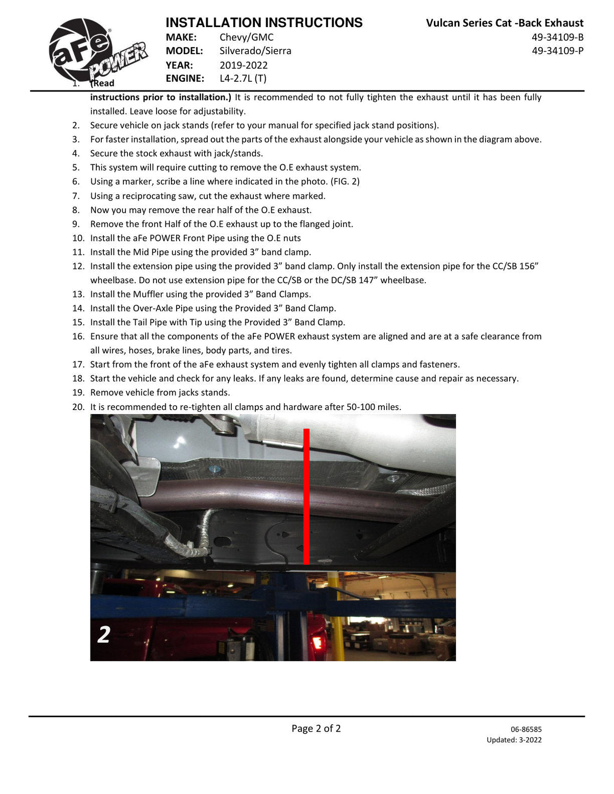 aFe Vulcan Series 3in 304SS Exhaust Cat-Back w/Blk Tip 2019 GM Silverado/Sierra 1500 L4-2.7L (t)