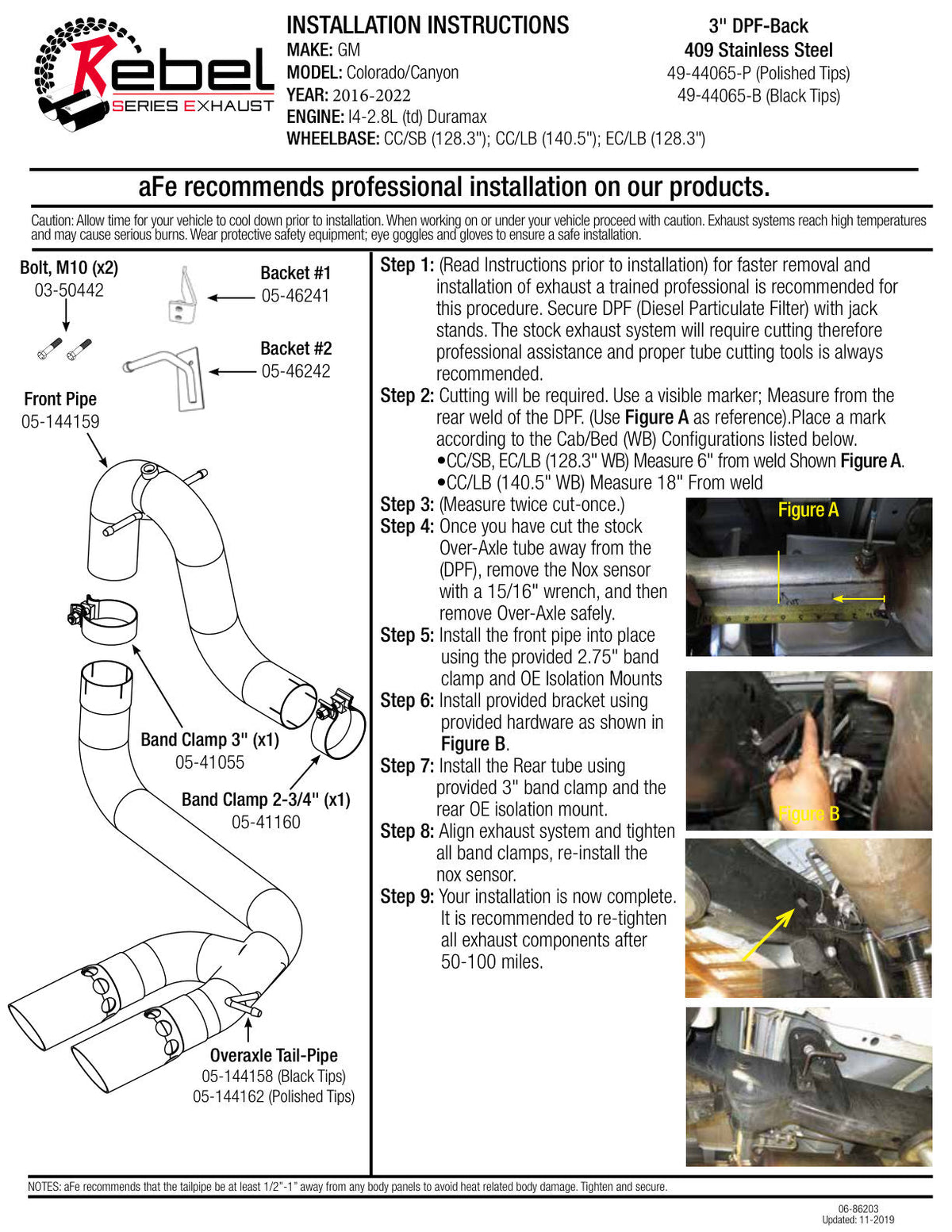 aFe Rebel Series DPF-Back 3in Side Exit SS Exhaust w/ IC Polished Tips 2016 GM Colorado/Canyon 2.8L