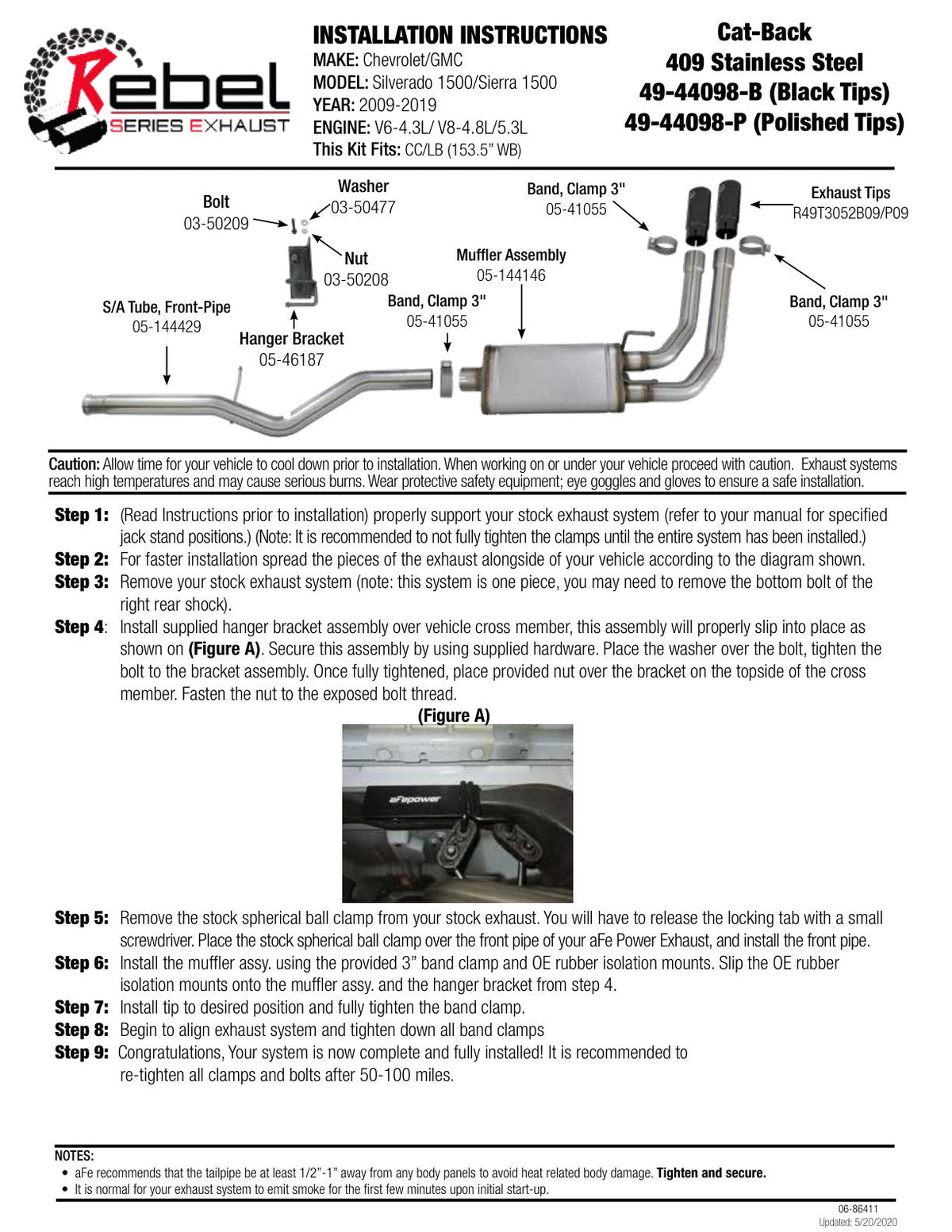 aFe Rebel Series 3in to 2.5in 409 SS Cat-Back Exhaust w/ Black Tips 09-18 GM Silverado/Sierra 5.4L