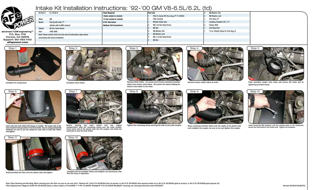 aFe MagnumFORCE Intakes Stage-2 PDS AIS PDS GM Diesel Trucks 92-00 V8-6.5L (See afe51-10732-E)