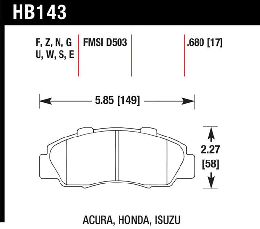 Hawk 97-01 Honda Prelude HPS Street Front Brake Pads