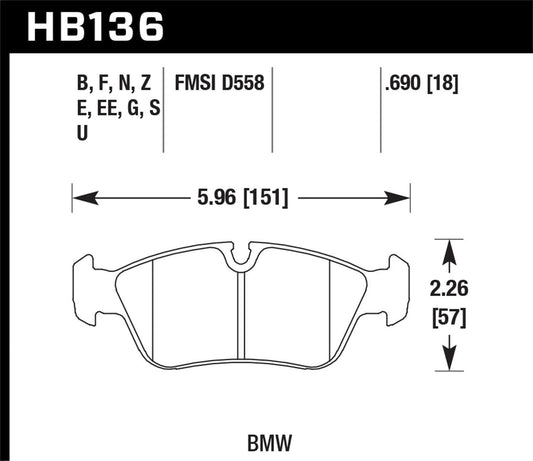 Hawk BMW 3 Series / Mercedes Benz 190 Series / Saab 900/9000 DTC-60 Race Front Brake Pads
