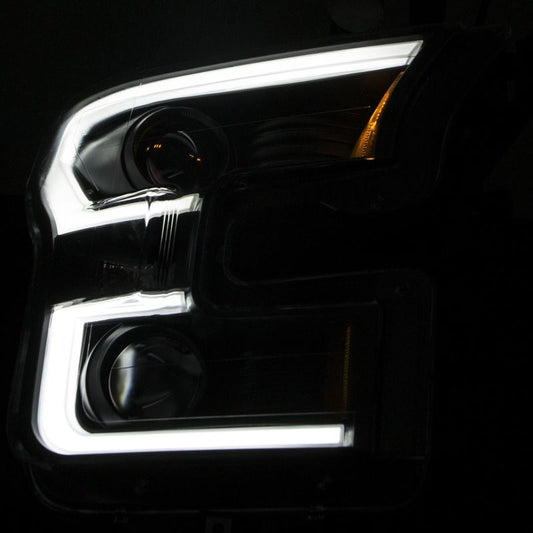 ANZO 2015-2016 Ford F-150 Projector Headlights w/ Plank Style Design Black w/ Amber