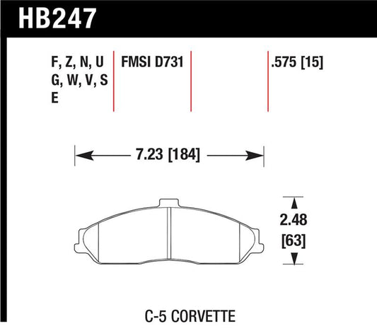 Hawk 2008-2009 Cadillac XLR Platinum HPS 5.0 Front Brake Pads
