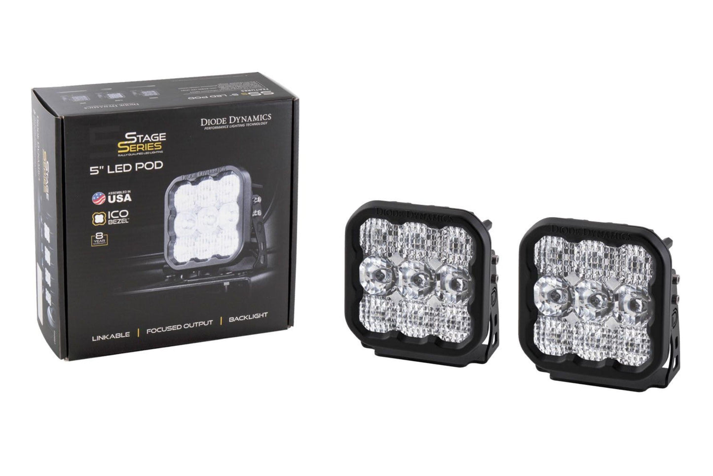 Diode Dynamics SS5 LED Pod Pro White Spot - Pair | Universal (DD6774P)