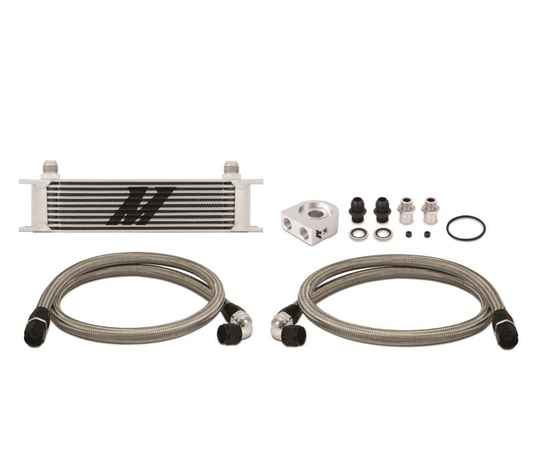 Mishimoto Universal Thermostatic 10 Row Oil Cooler Kit - Silver