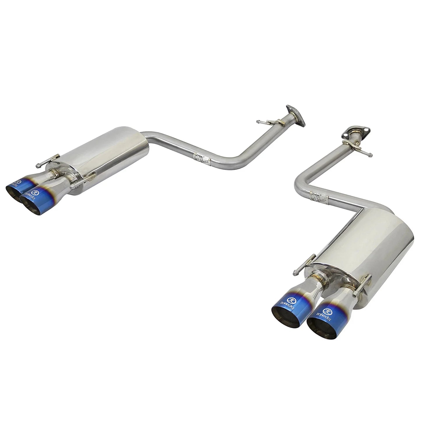 aFe Takeda 16-17 Lexus RC 200T 2.0L (t) 2in. SS Axle-Back Exhaust System w/Polished Blue Tips