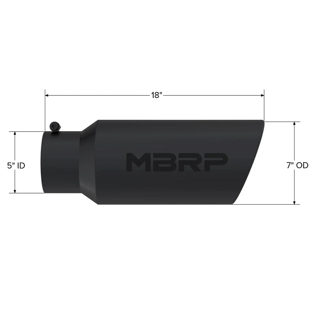 MBRP Universal Tip 7in O.D. Rolled End 5in inlet 18in length Black