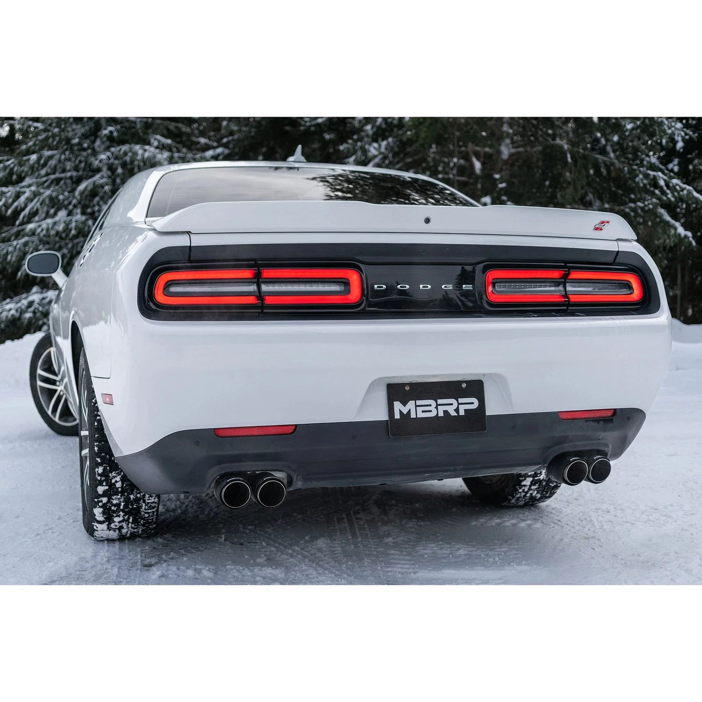MBRP 2015+ Dodge Challenger 3.6L SS 2.5in Quad Tip Split Rear Exit w/ Carbon Fiber Tips - T304