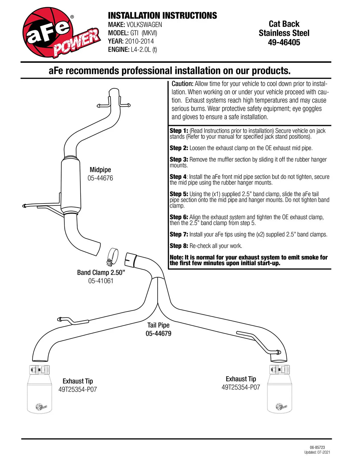 aFe MACHForce XP Cat-Back Exhaust 10-13 VW GTI L4 2.0L (T) MKVI