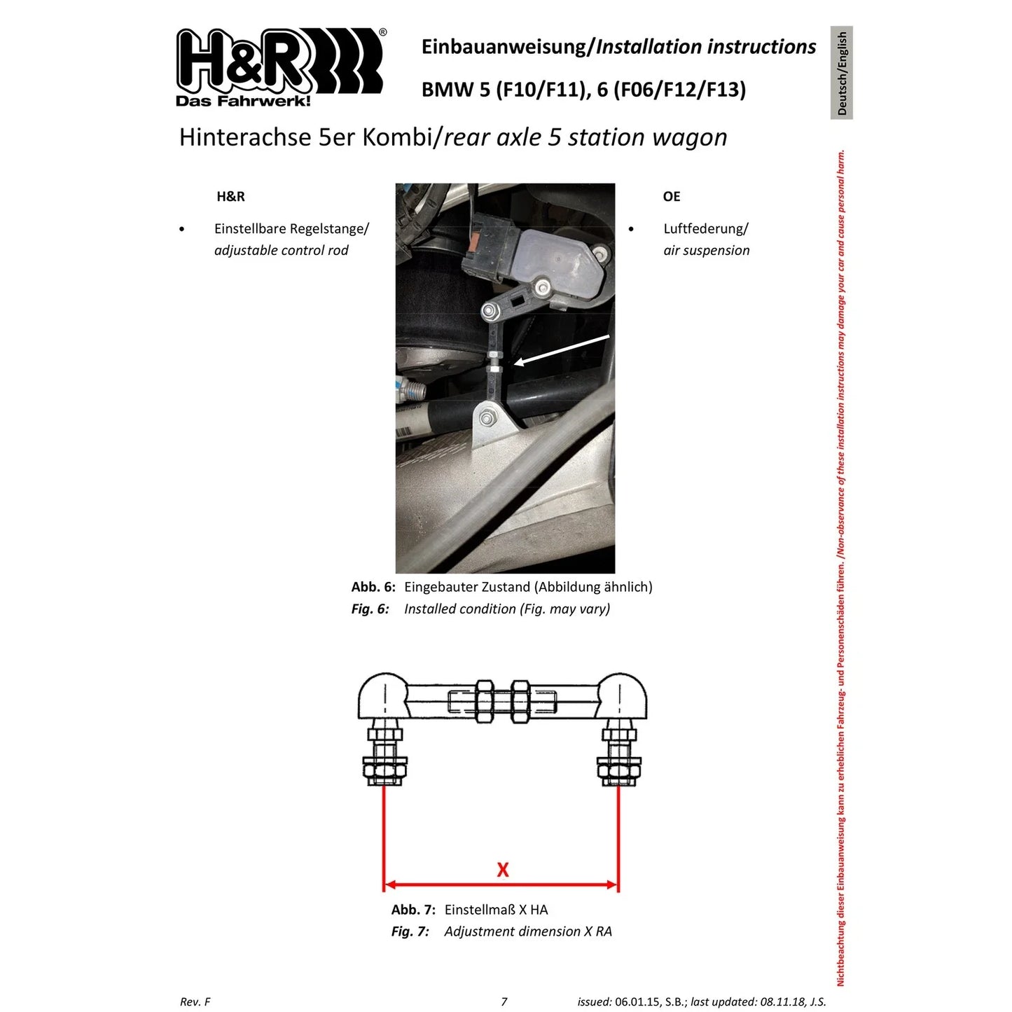 H&R 12-19 BMW 650i Coupe F13 VTF Adjustable Lowering Springs (Incl. Adaptive Drive)