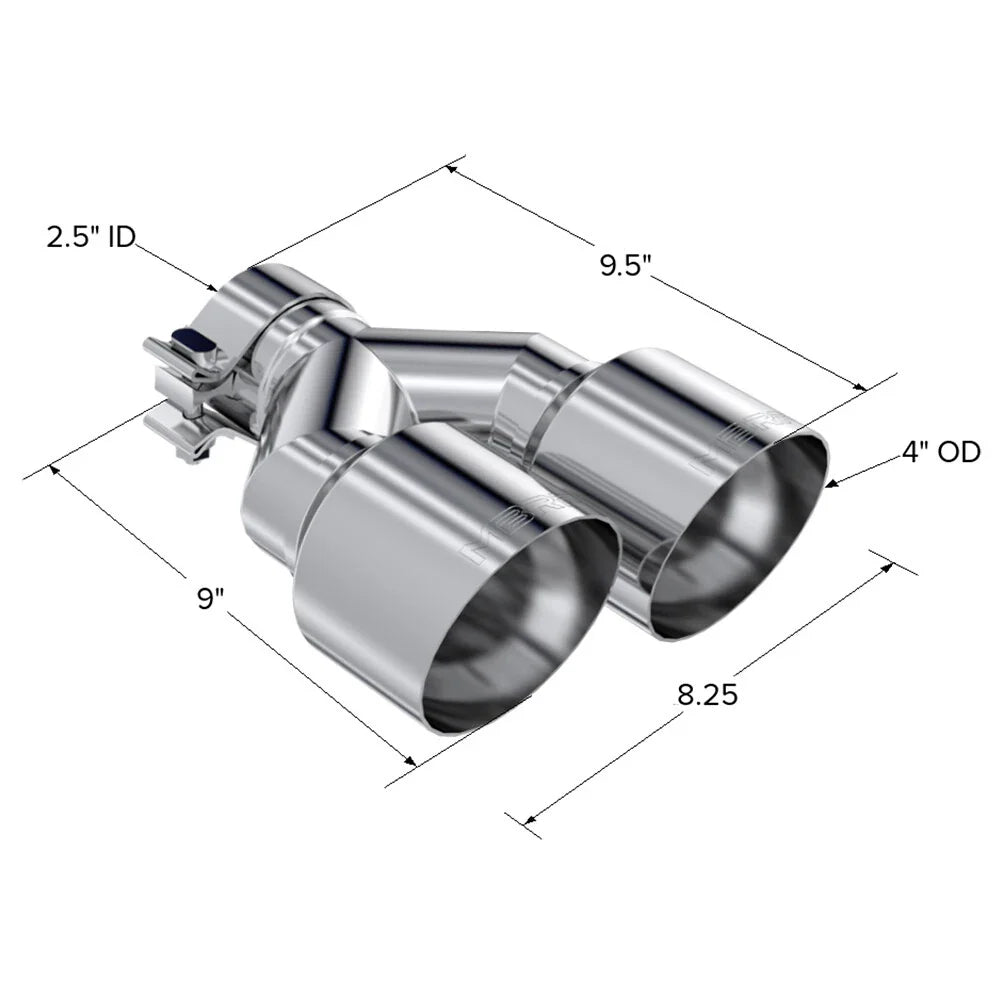 MBRP Universal T304 SS Dual Tip 4in OD/2.5in Inlet