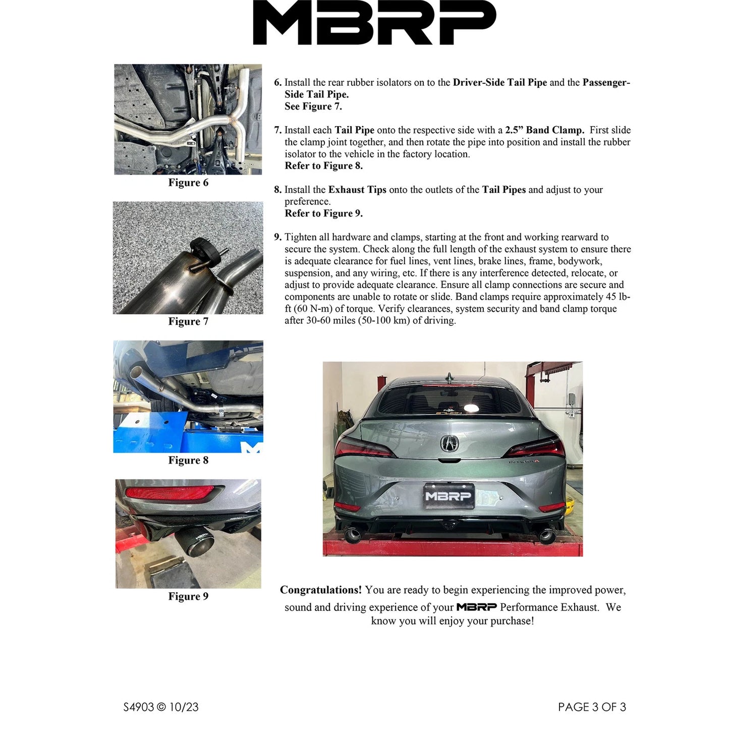 MBRP 22-24 Honda Civic SI 1.5L T304 SS 3in Cat-Back Exhaust 2.5in Dual Split Rear w/ CF Tips