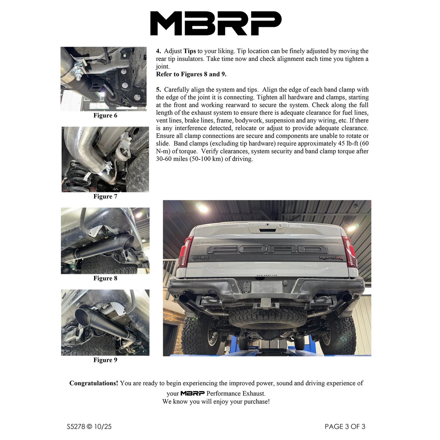 MBRP 2022+ Ford F-150 Raptor 3.5L / Raptor R 5.2L 3in Dual Rear Exit Turndown Axle Back - Black
