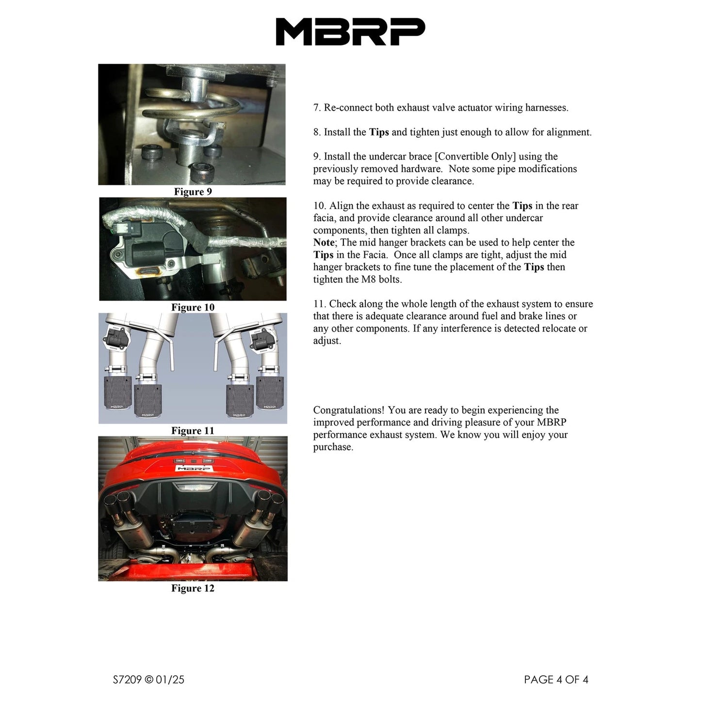 MBRP 18-20 Ford Mustang GT 5.0 w/ Quad Tip Active Exhaust Cat Back Split Rear T304 w/ Carb Fib Tips
