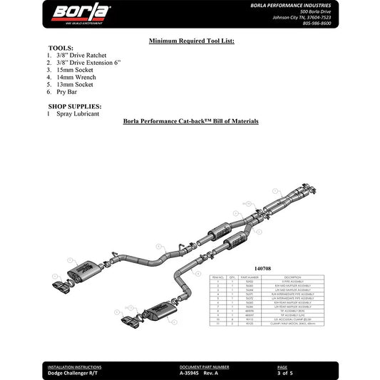 Borla 09-14 Dodge Challenger R/T 5.7L RWD 2Dr. 2.5in. ATAK CB Exhaust - Dual Split Rear Exit