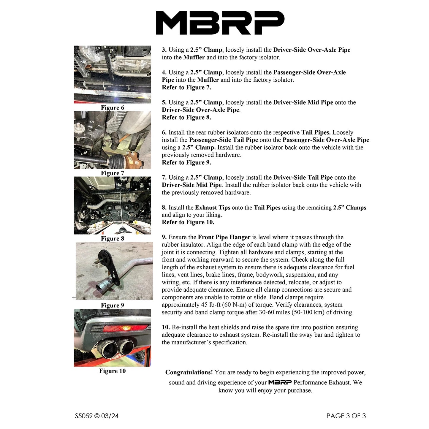 MBRP 21-24 Chevrolet Suburban XL 5.3L 3in T304 SS 2.5in Dual Split Carbon Fiber Cat-back