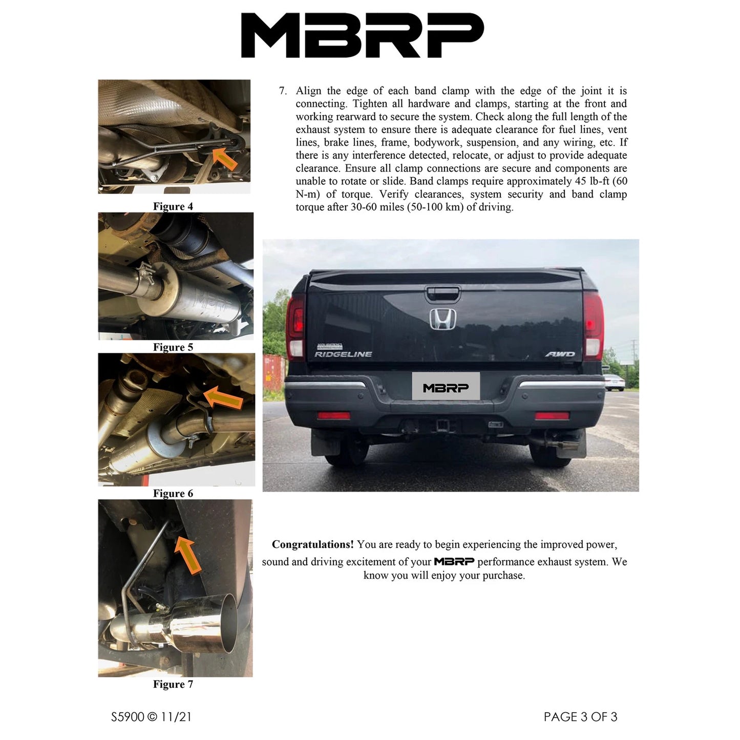 MBRP 17-20 Honda Ridgeline 3.6L Aluminized Steel 2.5in. Cat-Back Exhaust - Single Side