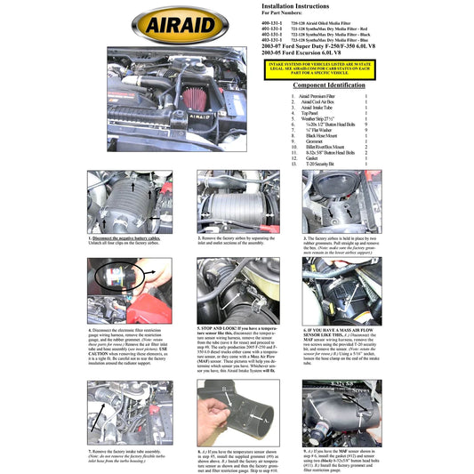 Airaid 03-07 Ford Power Stroke 6.0L Diesel MXP Intake System w/o Tube (Oiled / Red Media)