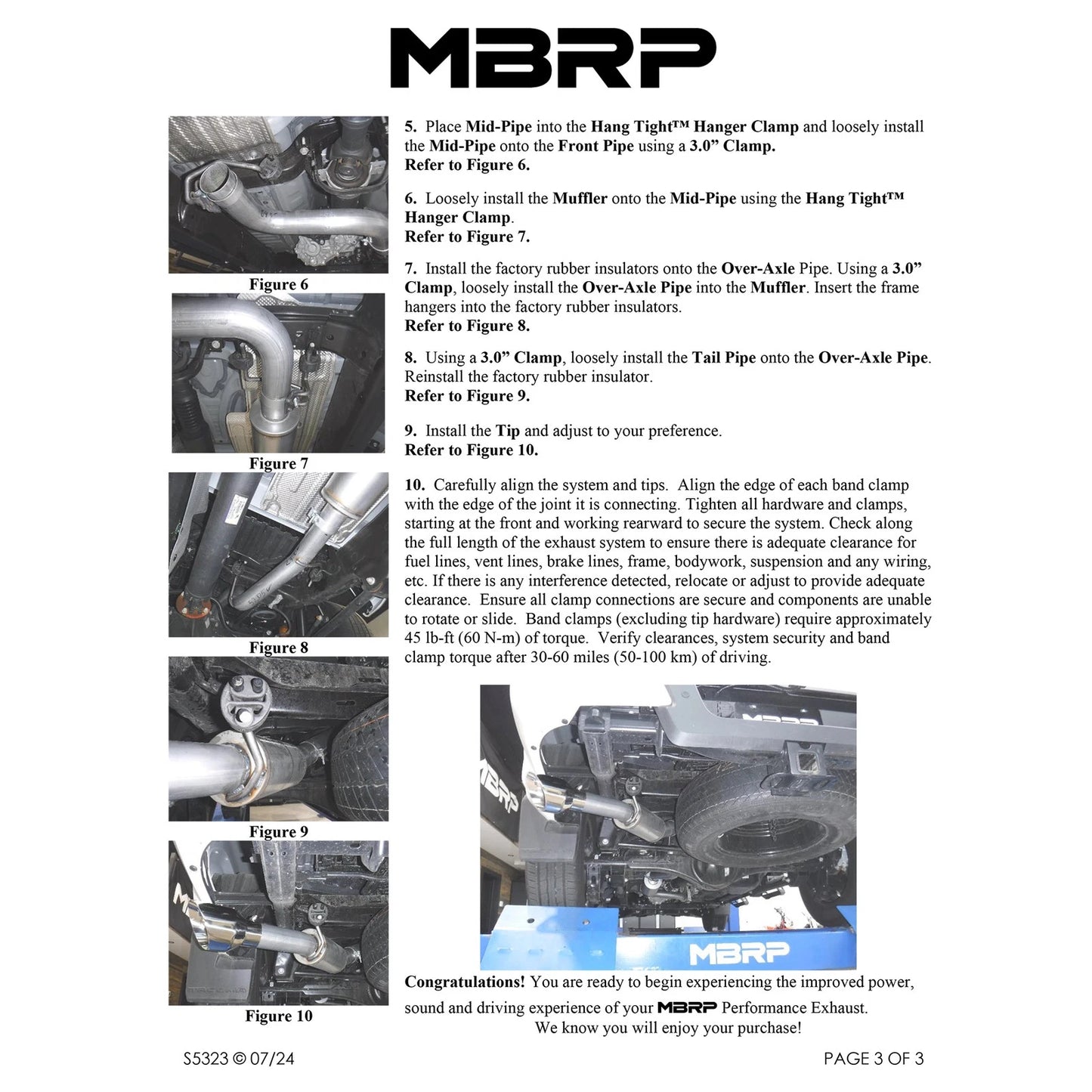 MBRP 2024 Toyota Tacoma T304 Stainless Steel 3in Cat-Back Single Side Exit with Carbon Fiber Tip