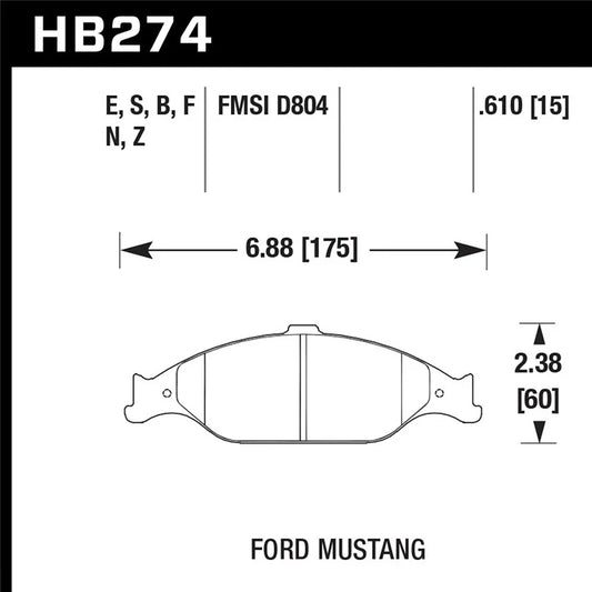 Hawk 99-04 Ford Mustang Base/GT HPS Street Front Brake Pads