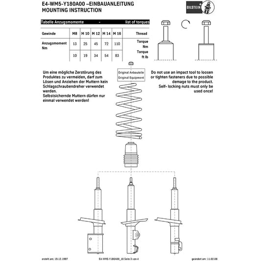 Bilstein B8 97-05 Porsche 911 (996) Front Twintube Strut Assembly