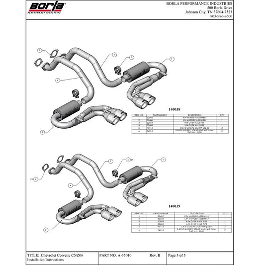 Borla Corvette Z06 Aggressive Catback Exhaust