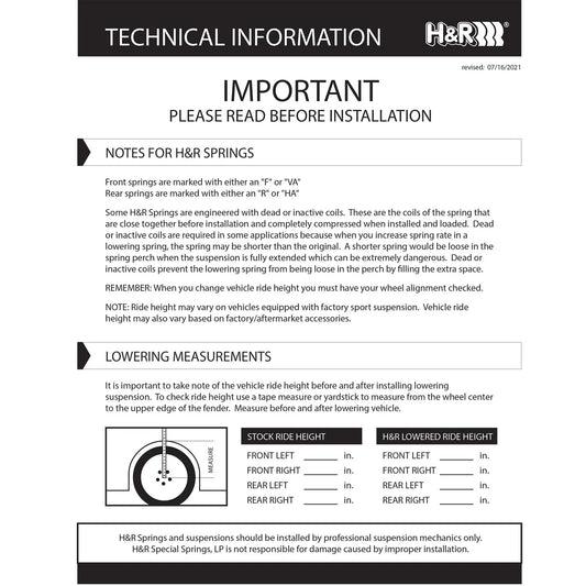 H&R 92-98 BMW 325i/325is/328i/328is E36 OE Sport Spring (After 6/22/92 & Non Cabrio)