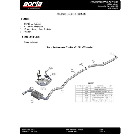 Borla 12-15 BMW 328i Sedan 2.0L AT/MT RWD Dual Left Rear Exit Catback Exhaust