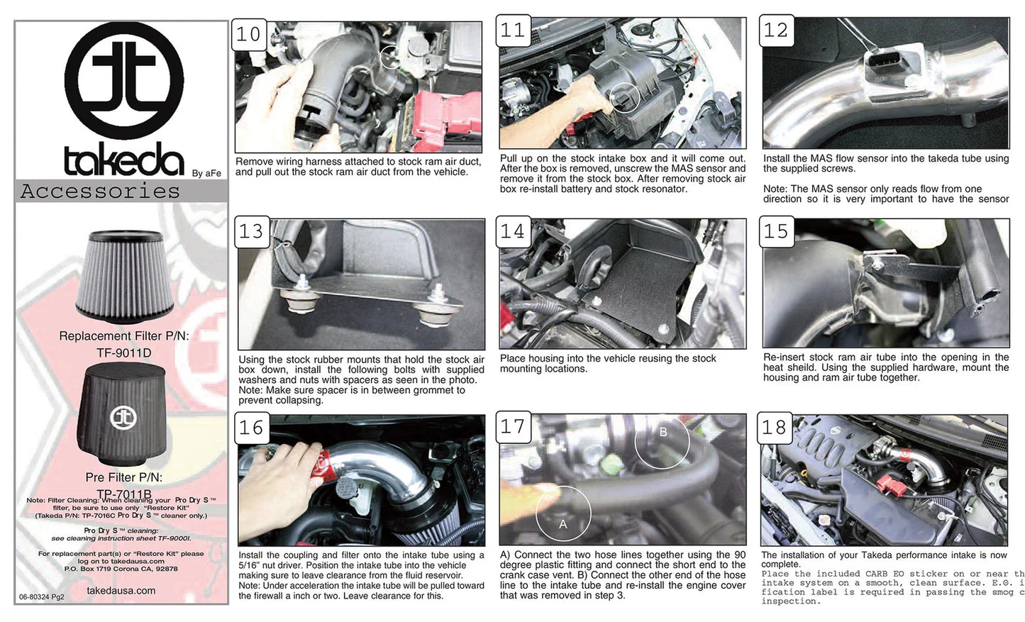 aFe Takeda Intakes Stage-2 PDS AIS PDS Nissan Cube 09-12 L4-1.8L (pol)