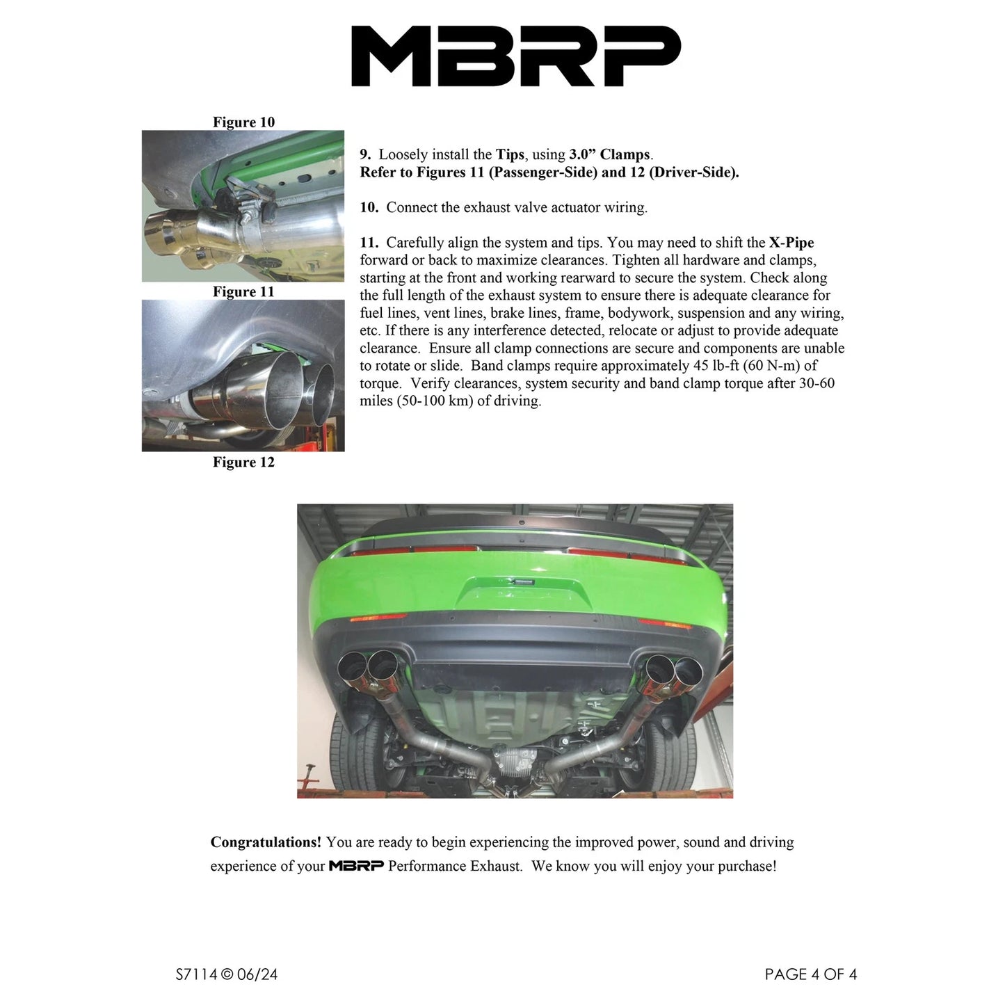 MBRP 15-Up Challenger 5.7 / 17-Up 6.2L/6.4L 3in Race Series Cat-Back w/ Quad Tips T304 Exhaust