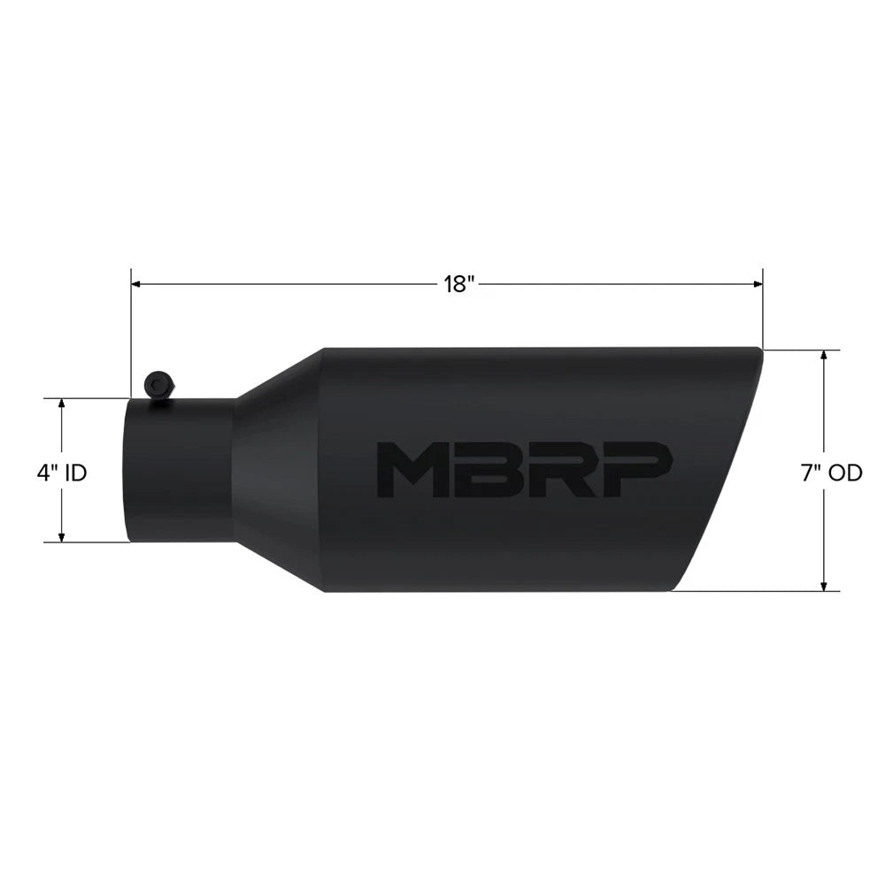 MBRP Universal Exhaust Tip 7in O.D. Rolled End 4in Inlet 18in Length - Black
