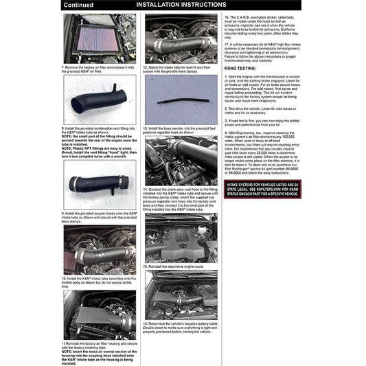K&N 15-19 Toyota 4 Runner V6-4.0L Performance Air Intake Kit
