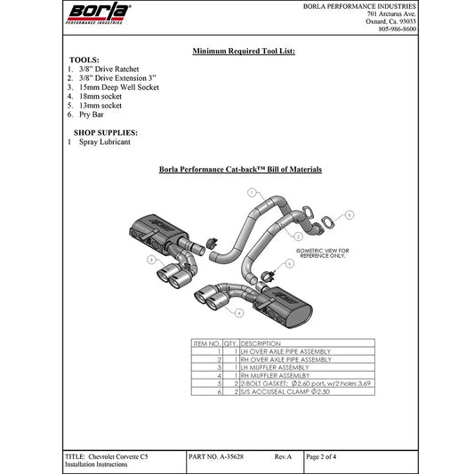 Borla 97-04 Chevrolet Corvette 5.7L 8cyl ATAK SS Catback Exhaust