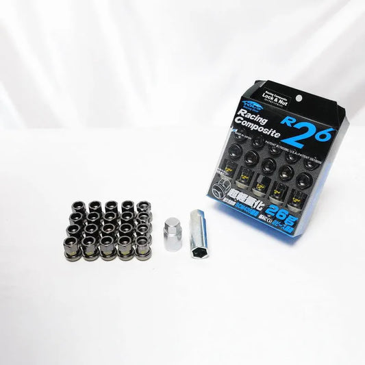 Project Kics 12X1.50 Black R26 Lug Nuts - 16+4