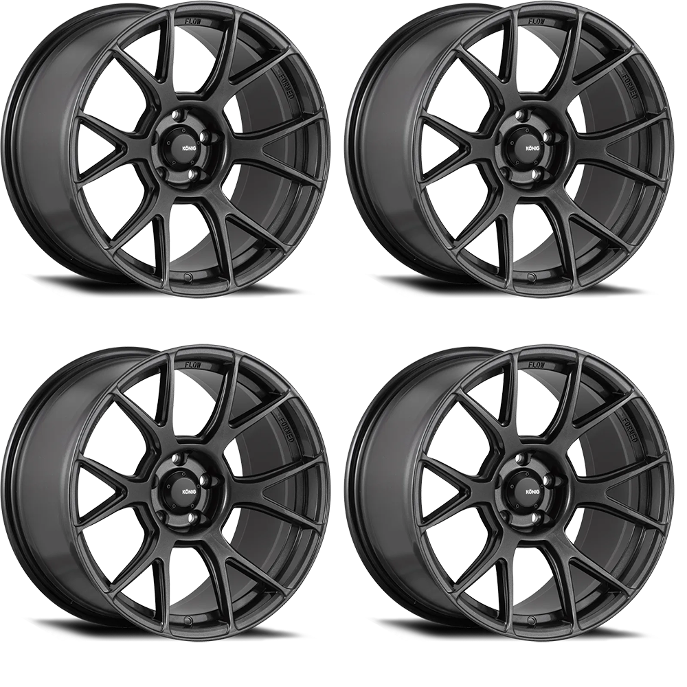 (set of 4) Konig Ampliform Dark Metallic Graphite | 18x8.5" +44mm | 5x100mm Wheel